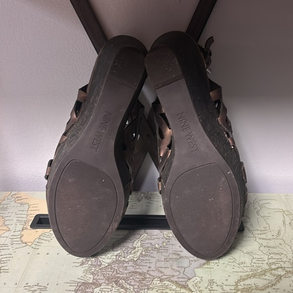 Nine West Dark Bronze Floral Sandals - Picture 7 of 8